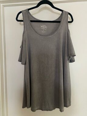 torrid Gray Cold-Shoulder Tank Top